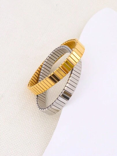 1pc Stainless Steel Minimalist Adjustable Bracelet, Unisex Daily Wear