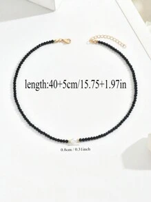 1 pieza Decoración de perlas falsas, collar de cuentas (cadena hecha a mano cortada a medida, número variable de perlas, tamaño variable de rhinestones)