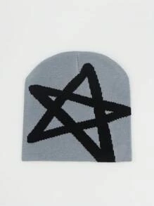 Pentagram Jacquard Knit Hat, Unisex Winter Warm Knitted Hat, SunnyFine Fiber Material, Knitted Hat For Casual And Cold Weather