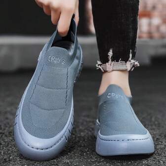 Modieuze casual sportschoenen voor heren met dikke, duurzame en antislipzolen, geschikt voor buitenactiviteiten, instapstijl met ademend gaas voor de zomer