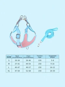 全新寵物胸掛式馬甲狗胸腹帶，適用於小型和中型犬，附帶寵物拖繩 - 彩色 - 查看 54