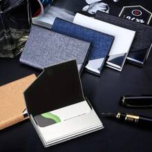 1入組高級名片夾- 耐用磁性PU皮革和不銹鋼結構，寬敞內部，多用途設計- 男女通用辦公室配件 - 黑色 - 查看 9