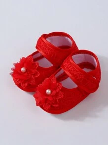 1 双婴儿公主软底学步袜 + 1 件婴儿头带发饰，礼品套装 - 紅色 - 查看 4