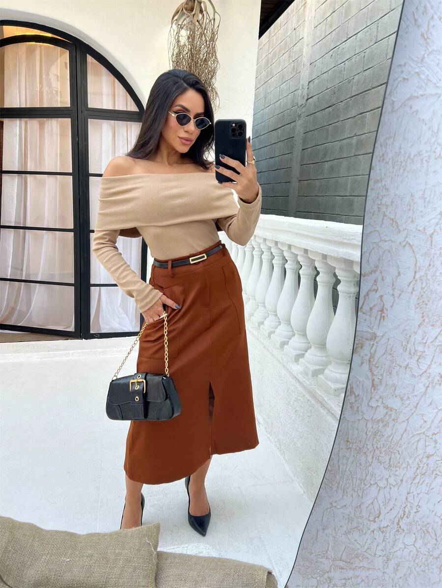 Women Skirts - 棕色 - 查看 1