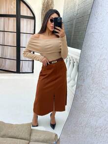 Women Skirts - 棕色 - 查看 7