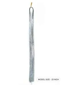 Hebras de Tinsel para el Cabello, Extensiones Largas y Rectas para el Cabello, Piezas Destacadas para el Cabello para Fiestas, Extensiones de Cabello Brillantes y Brillantes 1 pieza/paquete - Plateado - Ver 2