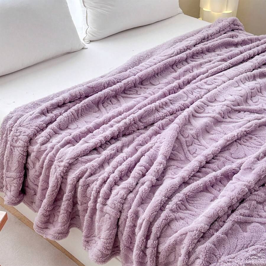1 chiếc chăn lông cừu Sherpa Jacquard phong cách Bohemian dày dặn, mềm mại và ấm áp, có thể giặt hai mặt dùng cho phòng ngủ, phòng khách, ký túc xá, văn phòng, xe hơi, dã ngoại, tiệc tùng, tốt nghiệp, mọi mùa - Bụi tím - Xem 1