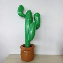 1 PIEZA Maceta de cactus inflable simulado, decoración de ambiente para playa y piscina, disfraz de festival de cactus, juguetes inflables de playa, para uso de adultos - Verde - Ver 4