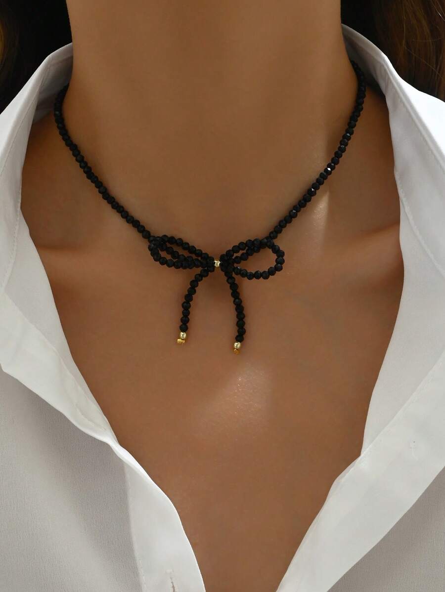 1PC Faux Pearl Decoration, Beaded Necklace(Handmade Chain Cut To Size, Variable Number Of Pearls, Variable Size Of Rhinestones)