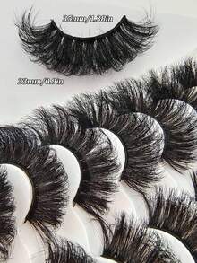 Asiteo 7 Pairs 8D Faux Mink Lashes Fluffy Lash Soft Full Thick Wispy Eyelash Dramatic False Eyelashes Makeup - 黑色 - 查看 2