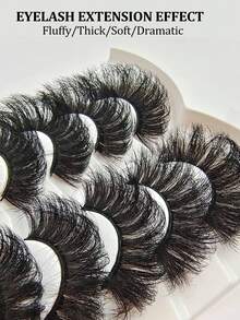 Asiteo 7 Pairs 8D Faux Mink Lashes Fluffy Lash Soft Full Thick Wispy Eyelash Dramatic False Eyelashes Makeup - 黑色 - 查看 3
