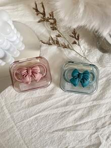 1 pieza Estuche portátil y transparente para lentes de contacto de una sola pieza sin torsión, lentes de contacto de colores para el Día de San Valentín - Tapa abatible sin torcer - Ver 2