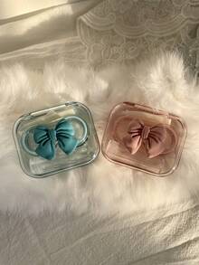 1 pieza Estuche portátil y transparente para lentes de contacto de una sola pieza sin torsión, lentes de contacto de colores para el Día de San Valentín - Tapa abatible sin torcer - Ver 4