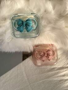 1 pieza Estuche portátil y transparente para lentes de contacto de una sola pieza sin torsión, lentes de contacto de colores para el Día de San Valentín - Tapa abatible sin torcer - Ver 5