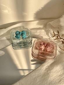 1 pieza Estuche portátil y transparente para lentes de contacto de una sola pieza sin torsión, lentes de contacto de colores para el Día de San Valentín - Tapa abatible sin torcer - Ver 3