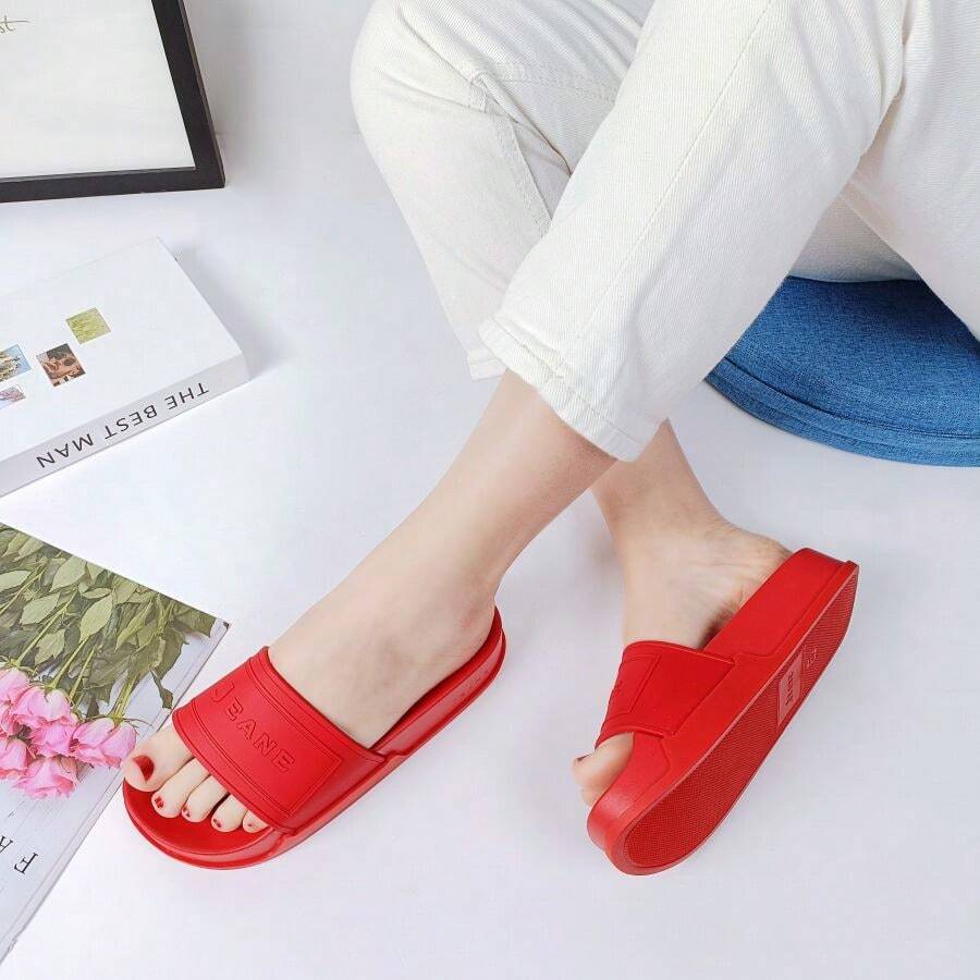 Fashion Pvc Slippers All Match Styiecomfortable Waterproof Thick Slipperswith Women - Đỏ - Xem 1