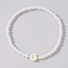 波希米亞風手工編織字母珠寶，假珍珠彈性鏈女士時尚飾品，夏季流行款 - ZZ-B23120921-F - 查看 27