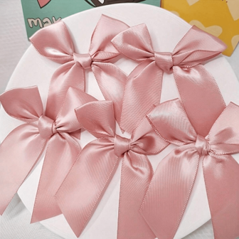 10pcs Satin Ribbon Bowknot With Faux Pearl Bead Center (3.3 Inches X 3.3 Inches) Pink And White Floral Gift Wrap Bow Wedding Decoration Bow DIY Birthday Party Baking Decoration,Christmas