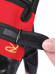 1pair Pu Leather Half Finger Outdoor Motorcycle Riding Fingerless Gloves,Black Gloves - Black - View 10