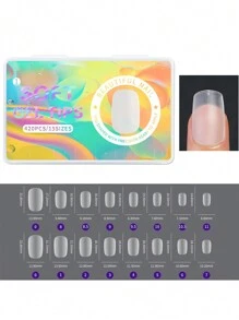 420Pcs/Box Matte Soft False Nails Full Transparent Almond Soak Off Gel Fake Nail Short T Shape Round Oval Capsule Tips Diy Press On Nails Nail Supplies Nails
