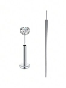 CIZME 2 件 16G/18G/20G 无螺纹按压式鼻钉不锈钢唇钉穿孔珠宝适用于耳屏梦露唇轮软骨耳环耳钉适用于男女， - 銀色 - 查看 15