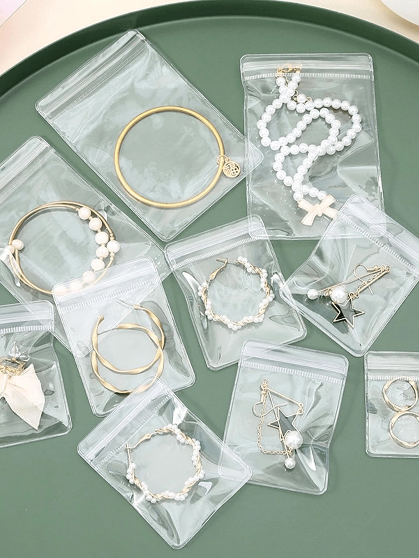 20pcs/Set PVC Jewelry Storage Bag, Modern Transparent Portable Home Jewelry Pouch, Valentine's Day Gift