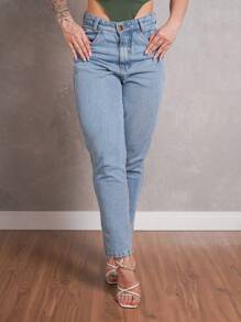 Women Jeans - 中等水洗藍 - 查看 3