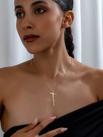 1pc Cross & Jesus Pendant Necklace, Suitable For Women's Daily, Party And Event Wear
