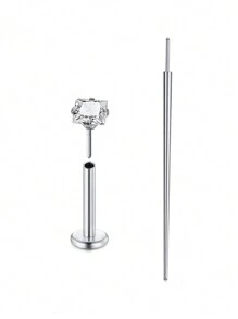 CIZME 2 件 16G/18G/20G 无螺纹按压式鼻钉不锈钢唇钉穿孔珠宝适用于耳屏梦露唇轮软骨耳环耳钉适用于男女， - 銀色 - 查看 38