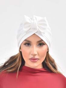 One New Solid Color Women's Knitted Beanie Bohemian Style Wrinkled Bowknot Turban Hat Soft Breathable Easy-To-Wear Comfortable Suitable For Everyday Use Winter Fall Valentine's Day Valentines