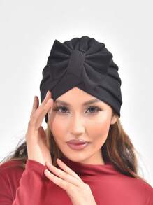 One New Solid Color Women's Knitted Beanie Bohemian Style Wrinkled Bowknot Turban Hat Soft Breathable Easy-To-Wear Comfortable Suitable For Everyday Use Winter Fall Valentine's Day Valentines