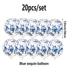10pcs Birthday Party Balloon Decoration Pack Latex Balloon, 20pcs New Style 12-Inch Happy Birthday Printed Metal Round Latex Balloon For Birthday Party Scene Decoration, Christmas - Blue - View 6
