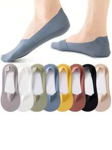 5-10 pares de calcetines invisibles sin dejar marca, calcetines bajos entretejidos para mujeres, calcetines sin deslizamiento para zapatos planos y náuticos - Multicolor - Ver 1