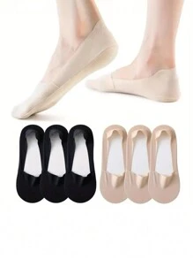 5-10 pares de calcetines invisibles sin dejar marca, calcetines bajos entretejidos para mujeres, calcetines sin deslizamiento para zapatos planos y náuticos - Multicolor - Ver 2