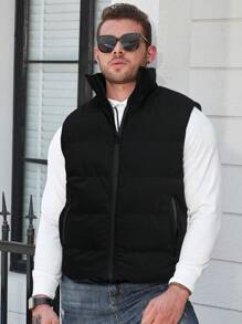 New Vest For Men, Thick Outdoor Casual Top, Winter - Black - View 2
