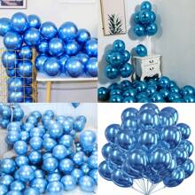 50/20/100 piezas de globos metalizados de 5 pulgadas en colores mezclados de oro, plateado, azul y morado para la decoración de fiestas de bodas y cumpleaños - Azul - Ver 2