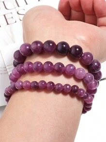 1 pièce Bracelet en perles de pierre de spodumène / kunzite pour femmes hommes, bijoux de méditation de yoga en perles de pierres précieuses de 6 8 10 mm