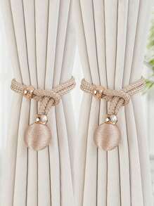 2pcs Ball Decor Polyester Curtain Tieback,Modern Solid Pom Pom Curtain Strap Tie Gifts Birthday Graduation