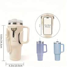 1 件 40 盎司（约 1134.0 毫升）随行杯便携式保护套，配有可调节肩带杯盖、双储物袋、杯子移动零钱包，适合旅行户外健身杯配件 - 彩色 - 查看 8