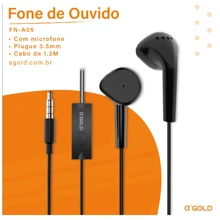 Fone De Ouvido Com Fio Entrada P2 Com Microfone Reforçado - Preto - Visão 3