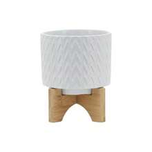 5" CHEVRON PLANTER W/ STAND, WHITE - White - View 2