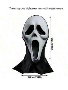 1入萬聖節驚叫鬼面具服裝道具，適用於舞會、死亡角色扮演服裝道具、恐怖裝飾、場景裝飾、兇猛恐怖道具 - 彩色 - 查看 3