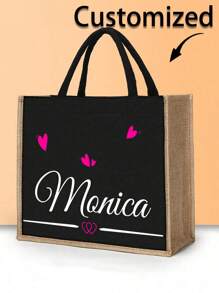 1pc Customized Linen Bag Your Own Design Women Custom Tote Bag For Shopping Linen Bags,Unique Design (Photo, Landscape, Illustration), Foldable, Large Capacity, Lightweight, Stylish, Personalized Tote Bag, Shoulder Bag, Casual Shopping Bag,Tote Bags Initial Classic Present Bag Personalized For Wedding, Birthday, Beach, Holiday Letter Multifunction,Lightweight,Functional,Foldable,Practical Fashionable,Colorful,Adorable,Contracted,Minimalist,Leisure,Business Casual Custom,Unique,Personalized Finds,Winter Fashion,Christmas/Holiday Gift,Travel Bag,Tote Bag Large,Personalized Gifts For Women Ideal Gifts For Her Family,Friends,Girlfriend For Anniversaries,For Birthdays,For Christmas,For Winter,For Fall/Autumn,For Holiday/ Vacation,For Outdoors/Outings/Travel/Hiking/Stadium/Sports/Climbing,Customized Women Shoulder Bags,Street Casual Chic - Khaki - View 5