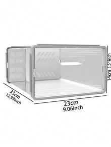 1pc Japanese-Style Drawer Type Plastic Shoe Box, Foldable Clear Plastic Box, Dust-Proof Bedroom Shoe Storage Container With Flip Cover, Shoe Organizer - Grey - View 6