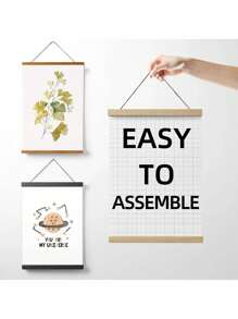 SURELIFE 1pc Magnetic Wood Hanger Frame Poster Canvas Frames Teak Pine For Photos Pictures Prints Maps Scrolls And Canvas Artwork Wall Art Decor Decoration Gifts Birthday Graduation