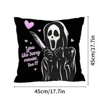 万圣节枕套，粉色不挂恐怖鬼魂设计抱枕农舍亚麻趣味万圣节装饰枕套沙发室内室外装饰最佳礼物