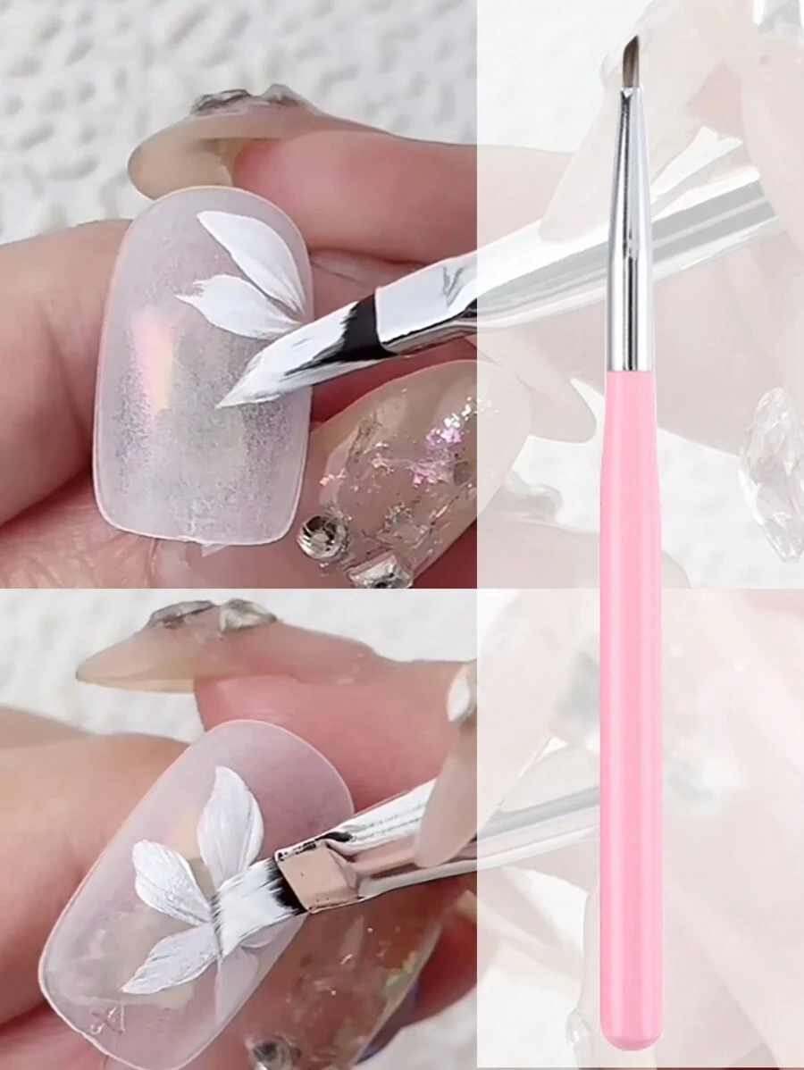 1支粉色指甲刷3D繪畫刷漸變繪畫筆美甲指甲尖花繪畫丙烯工具指甲刷 - 粉色 - 查看 1