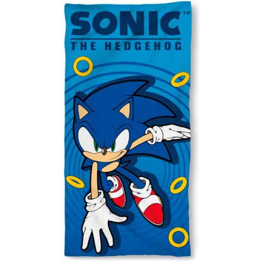 Sonic 刺猬超细纤维毛巾 - 高品质官方授权毛巾 - 独家设计的官方授权毛巾 - 柔软吸水的官方授权毛巾 - 海滩和泳池的理想官方授权毛巾 - 彩色 - 查看 1
