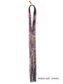 Hair Tinsel Strands Long Staight Hair Extensions Party Highlight Hair Pieces Sparkling Shiny Hair Extensions 1pc/Pack - Ombre - View 2