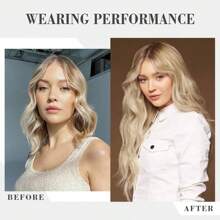 6Pcs/Set Heat Resistant Fiber Clip In Synthetic Hair Extensions 20 Inch Long Straight 16clips Thick Hairpieces Highlight Black Brown Honey Blonde Fiber Natural Black Hair Extensions Suitable For Various Occasions And All Seasons - Brown Highlight - View 6